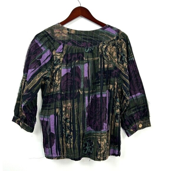 Tantrums Womens Size XL Purple Jacket One Button Babydoll 3/4 Sleeve Artsy E2 - Picture 4 of 11